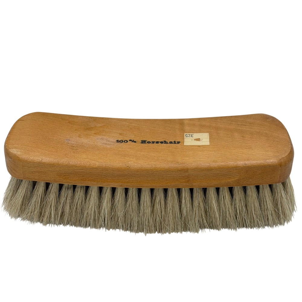 Vtg 100% Horsehair Shoe Boot Shine Soft Brush Wood Handle Leather Buffing 8" EUC